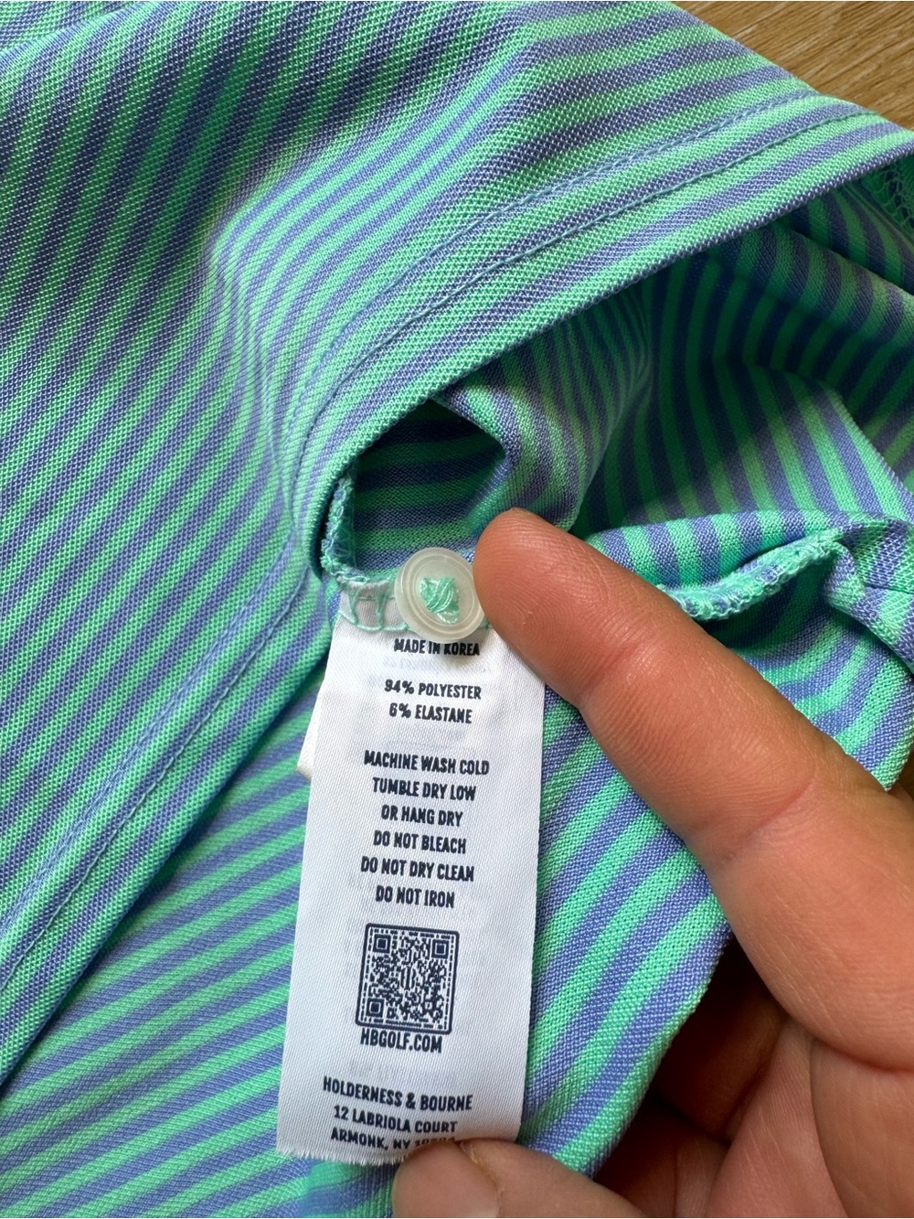 Men's Striped Teal Short-Sleeve Polo - Picture 7 of 9